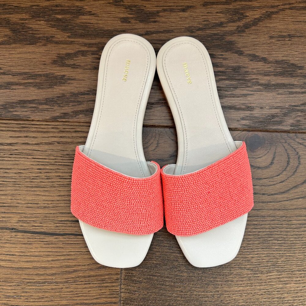 Coral Beaded Slide By Anthropologie - EU 37/US 6.5 - Not Yet Available Online